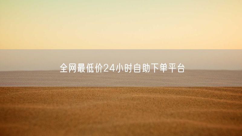 全网最低价24小时自助下单平台